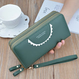 Women's PU Leather Zipper Closed Long Wallet Clutch Large Capacity Purse