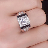 Zircon Diamonds Men's Silver Wedding Band