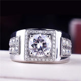 Zircon Diamonds Men's Silver Wedding Band