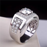 Zircon Diamonds Men's Silver Wedding Band
