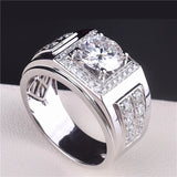 Zircon Diamonds Men's Silver Wedding Band