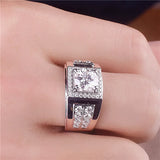 Zircon Diamonds Men's Silver Wedding Band