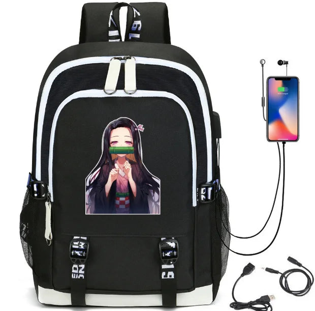 Ghost Slayer USB Charging Backpack Student School Bag