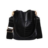 Crocodile Pattern Shoulder Bucket Bag Large Capacity Messenger Bag