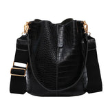 Crocodile Pattern Shoulder Bucket Bag Large Capacity Messenger Bag