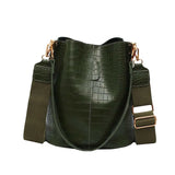 Crocodile Pattern Shoulder Bucket Bag Large Capacity Messenger Bag