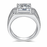 Square Zircon Diamond Men's Silver Ring Wedding Jewelry