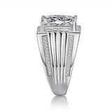 Square Zircon Diamond Men's Silver Ring Wedding Jewelry