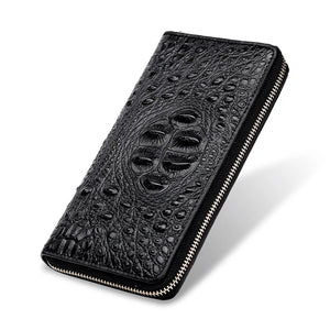 Cowhide Crocodile Pattern Ladies Clutch Bag Long Wallet Mobile Phone Bag