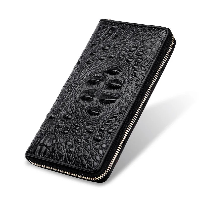 Cowhide Crocodile Pattern Ladies Clutch Bag Long Wallet Mobile Phone Bag