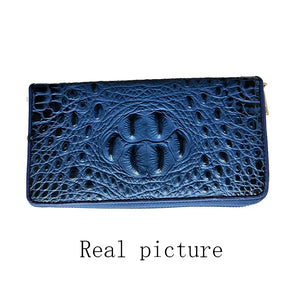Cowhide Crocodile Pattern Ladies Clutch Bag Long Wallet Mobile Phone Bag