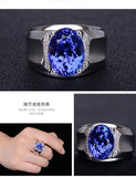 Men's Silver Ring with Sapphire Gemstone