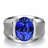 Men's Silver Ring with Sapphire Gemstone