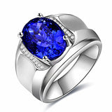 Men's Silver Ring with Sapphire Gemstone