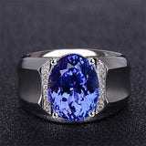 Men's Silver Ring with Sapphire Gemstone