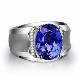 Men's Silver Ring with Sapphire Gemstone