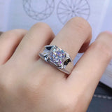 Square Crystal Zircon Diamond Men's Ring Silver Bague Jewelry