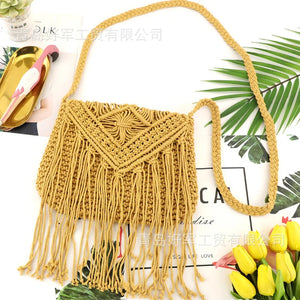 Casual Straw Bag Tassel Beach Crossbody Shoulder Hand Woven Bag