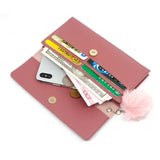 Women's Solid Color Wallet with Card Slots and Coin Pocket