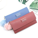 Women's Solid Color Wallet with Card Slots and Coin Pocket