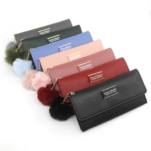 Women's Solid Color Wallet with Card Slots and Coin Pocket