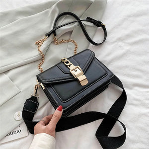PU Leather Crossbody Bag Wide Strap Shoulder Messenger Bag for Women