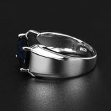Men's Square Sapphire Gemstone Silver Ring