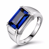 Men's Square Sapphire Gemstone Silver Ring