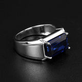 Men's Square Sapphire Gemstone Silver Ring