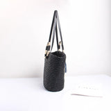 Woven Straw Shoulder Bag with Tassel, Ideal for Travel and Beach