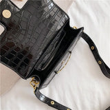 Crocodile Leather Ladies Shoulder Bag with Metal Sequins and Mezzanine