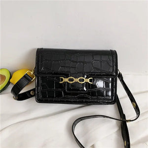 Crocodile Leather Ladies Shoulder Bag with Metal Sequins and Mezzanine