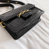 Crocodile Leather Ladies Shoulder Bag with Metal Sequins and Mezzanine