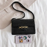Crocodile Leather Ladies Shoulder Bag with Metal Sequins and Mezzanine