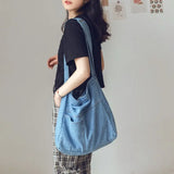 Denim Shoulder Bag Female Tote Handbags Large Vintage Crossbody