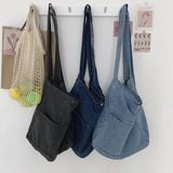 Denim Shoulder Bag Female Tote Handbags Large Vintage Crossbody