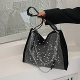 Large capacity Women's PU Leather Tote with Chain Shoulder Bag