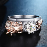 Dragon Zircon Diamond Ring for Men Silver Jewelry