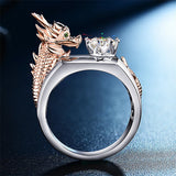 Dragon Zircon Diamond Ring for Men Silver Jewelry