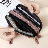 Embossed Flowers Long Wallet Double Zipper Clutch Purse