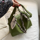 Women's Silk Scarf Shoulder Bag PU Messenger Tote