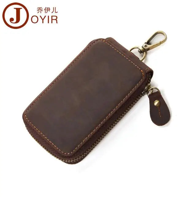 Genuine Leather Car Key Case Retro Style Crazy Horse Leather