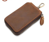 Genuine Leather Car Key Case Retro Style Crazy Horse Leather