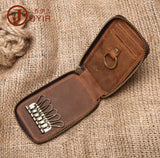 Genuine Leather Car Key Case Retro Style Crazy Horse Leather