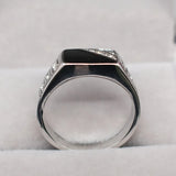 Geometric Carving Enamel Zircon Diamond Men's Ring