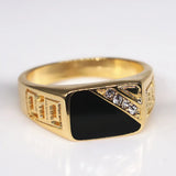 Geometric Carving Enamel Zircon Diamond Men's Ring