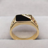 Geometric Carving Enamel Zircon Diamond Men's Ring