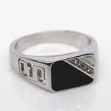 Geometric Carving Enamel Zircon Diamond Men's Ring