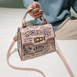 Graffiti Women's Handbag PU Leather Small Flap Bag Cross Body Shoulder Bag