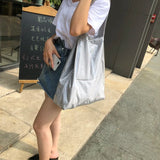 Green PVC Tote Bag Large Capacity Waterproof Shoulder Handbag